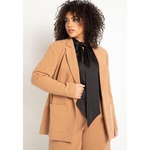 ELOQUII The Ultimate Stretch‎ One Button Tan Blazer Jacket - Size 26